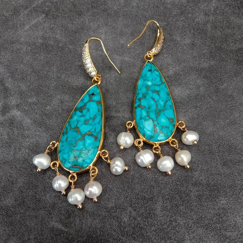 KKGEM 6-7mm Cultured White Pearl 16x35mm Blue Sea Sediment Jasper Dangle Long Earrings
KKGEM 6-7mm Cultured White Pearl 16x35mm Blue Sea Sediment Jasper Dangle Long Earrings