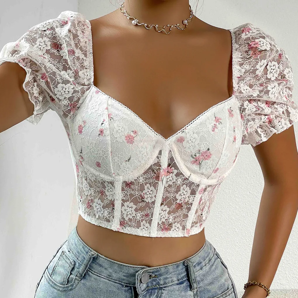 Sexy Lace Corset Crop Tops Puff Sleeve Bustier Sexy Coquette Tank Top Summer Print Slim Lingerie Camisole Woman Clothes T-shirt
Sexy Lace Corset Crop Tops Puff Sleeve Bustier Sexy Coquette Tank Top Summer Print Slim Lingerie Camisole Woman Clothes T-shirt