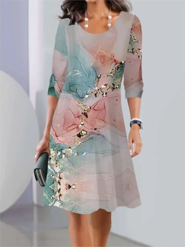 Spring Summer New Women's Fashion Printed Casual Comfortable Long Sleeved Round Neck Mid Length Dress For Women
Spring Summer New Women's Fashion Printed Casual Comfortable Long Sleeved Round Neck Mid Length Dress For Women