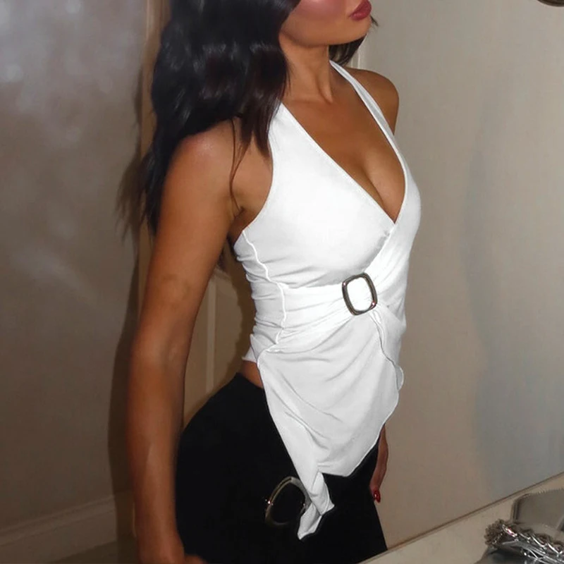 BKLD Новые топы на бретелях в уличном клубе Hottie Girl Нерегулярные однотонные топы без рукавов с лямкой на шее и v-образным вырезом Узкие модные жилеты со рюшами Топы
BKLD Новые топы на бретелях в уличном клубе Hottie Girl Нерегулярные однотонные топы без рукавов с лямкой на шее и v-образным вырезом Узкие модные жилеты со рюшами Топы