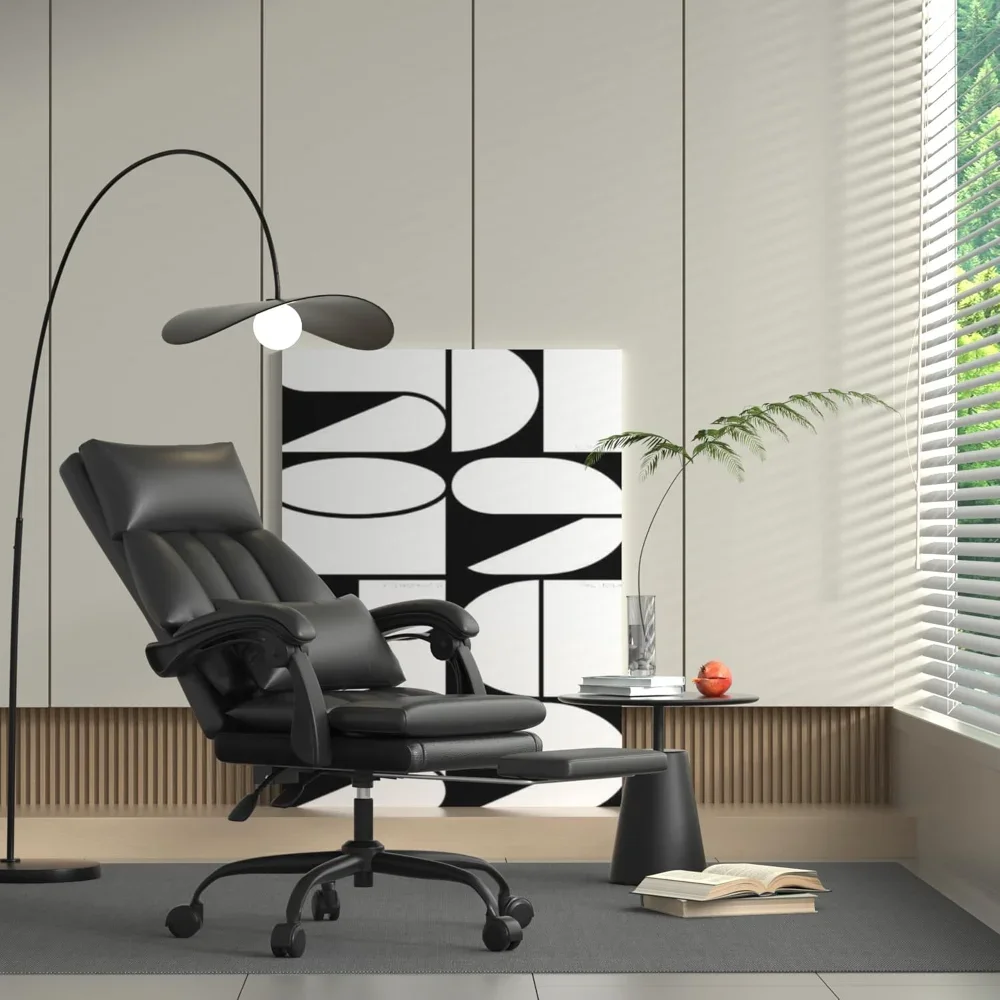 High Back Computer Task Swivel Chairs,Leather Desk Chair with Footrest and Lumbar Support
High Back Computer Task Swivel Chairs,Leather Desk Chair with Footrest and Lumbar Support
