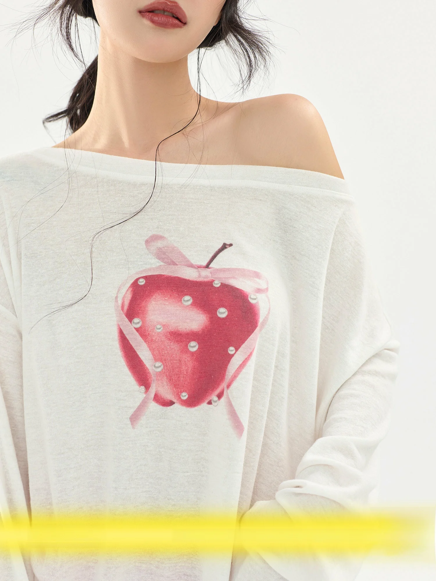 Loose Lazy Style Long Sleeve T-Shirt with Knot Print One Shoulder Thin Veil Covering Top for Women
Loose Lazy Style Long Sleeve T-Shirt with Knot Print One Shoulder Thin Veil Covering Top for Women