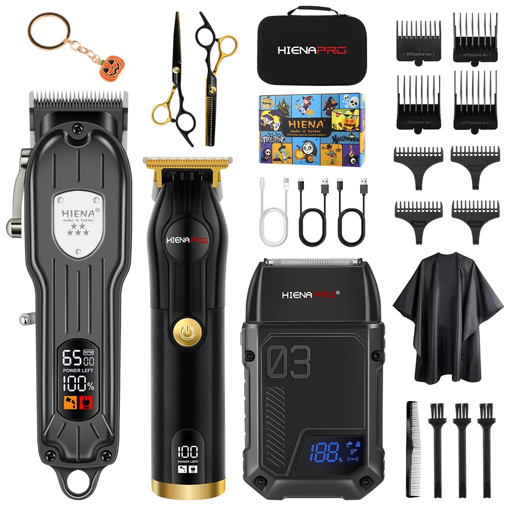 HIENA PRO Halloween 3-in-1 Hair Clipper Set Cordless Barber Trimmer & Foil Shaver Kit with LCD Display
HIENA PRO Halloween 3-in-1 Hair Clipper Set Cordless Barber Trimmer & Foil Shaver Kit with LCD Display