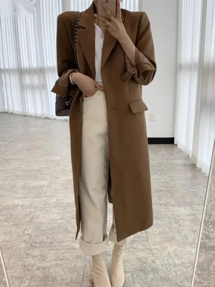 Casual Long Trench For Women Solid Single Breasted Versatile Clothing Female Loose Windbreaker 2024 Autumn New
Casual Long Trench For Women Solid Single Breasted Versatile Clothing Female Loose Windbreaker 2024 Autumn New