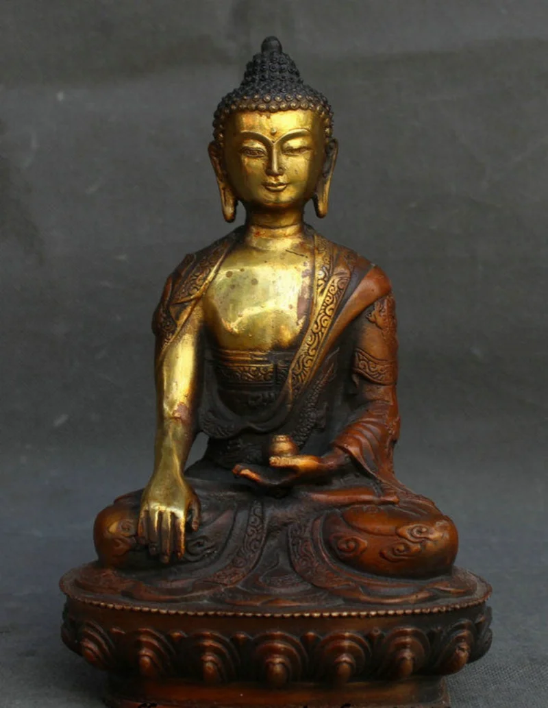 Old Temple Gilt Bronze Shakyamuni Amitabha Buddha Dragon Statue
Old Temple Gilt Bronze Shakyamuni Amitabha Buddha Dragon Statue
