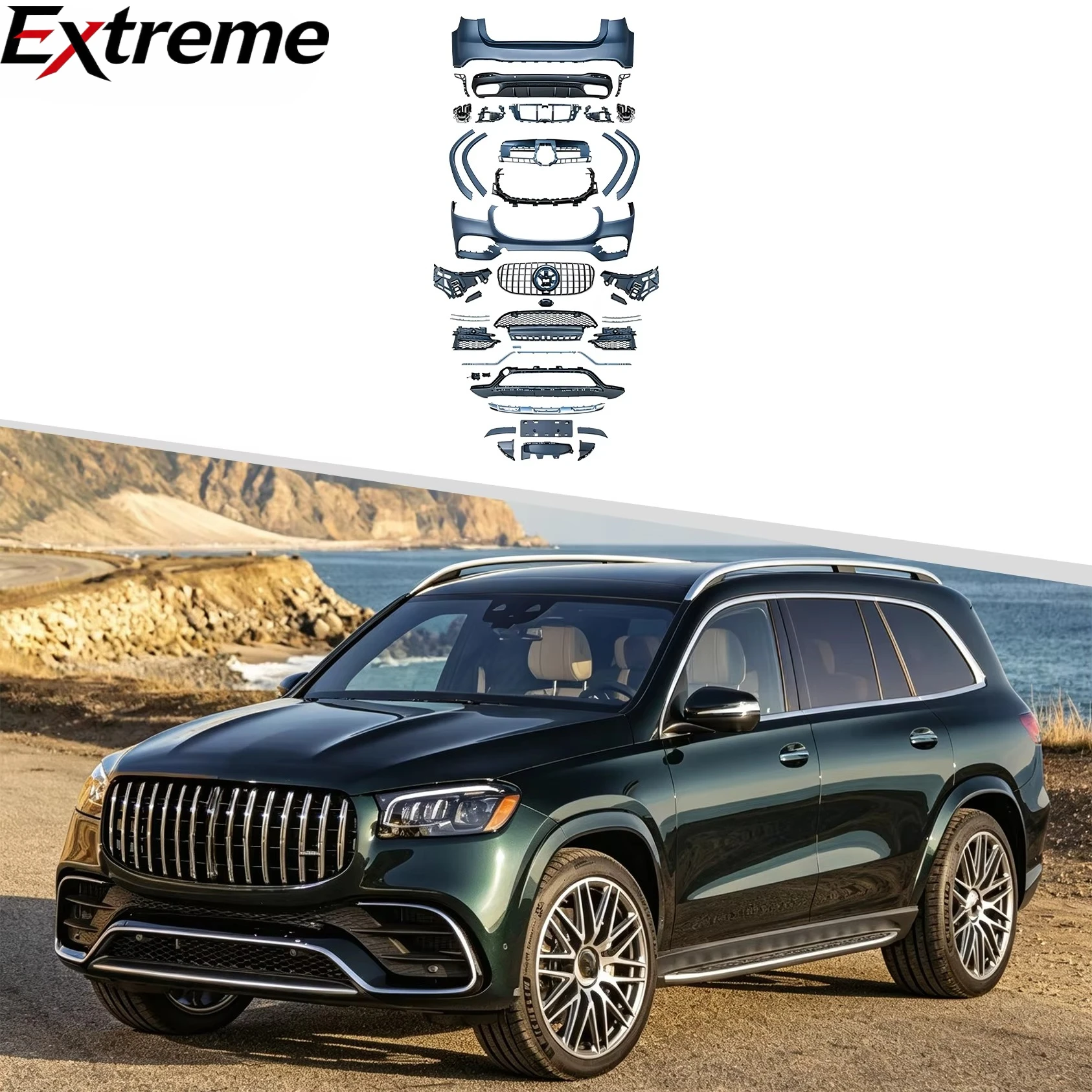 AMG Style Body Kit for Benz GLS X167 2019-2024 Front Bumper Rear Diffuser Side Skirts Direct Fit Unpainted PP
AMG Style Body Kit for Benz GLS X167 2019-2024 Front Bumper Rear Diffuser Side Skirts Direct Fit Unpainted PP