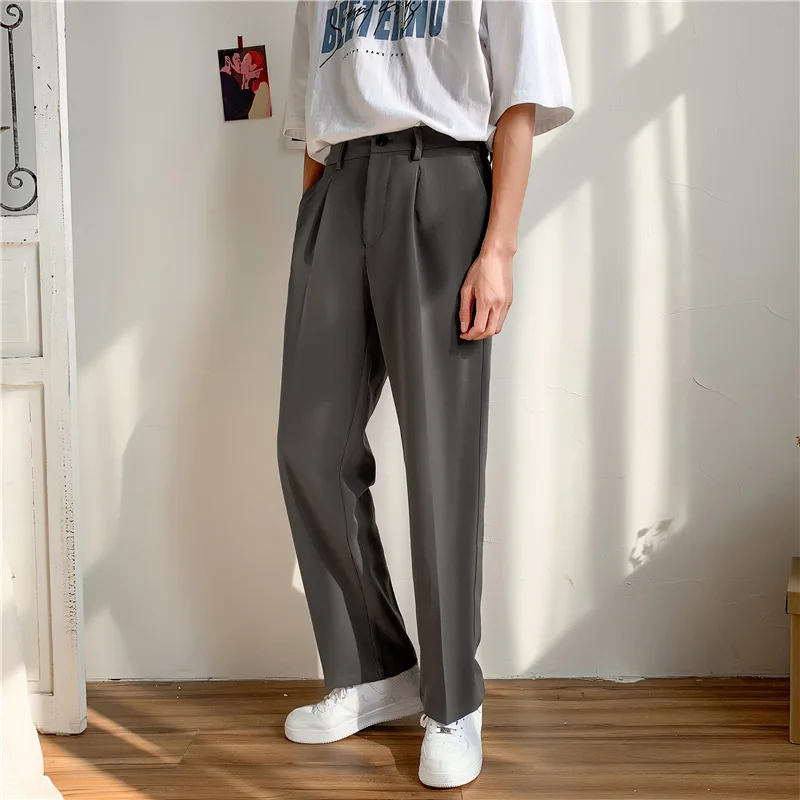 Spring and summer men's minimalist trousers, Korean style trendy loose fit men's straight leg wide leg casual suit pants
Spring and summer men's minimalist trousers, Korean style trendy loose fit men's straight leg wide leg casual suit pants