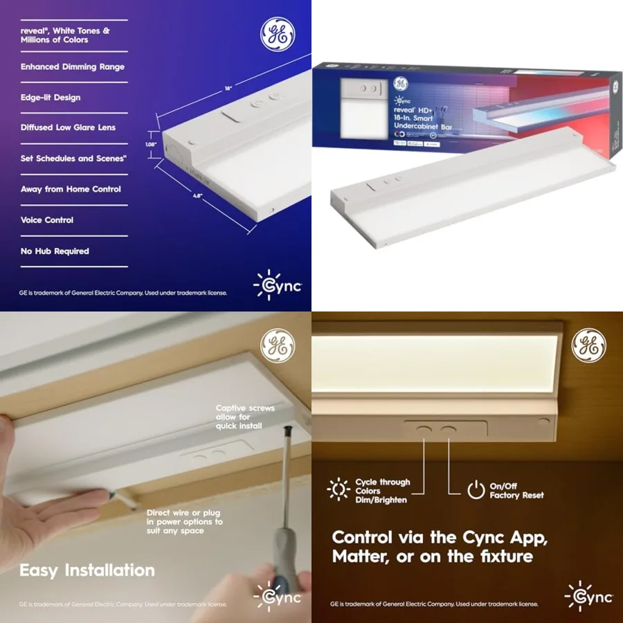 Reveal HD+ Smart Undercabet Light Fixture, Color Changg Undercab Light, Smart Wi-Fi Kitchen Light, Works with Alexa and Google
Reveal HD+ Smart Undercabet Light Fixture, Color Changg Undercab Light, Smart Wi-Fi Kitchen Light, Works with Alexa and Google