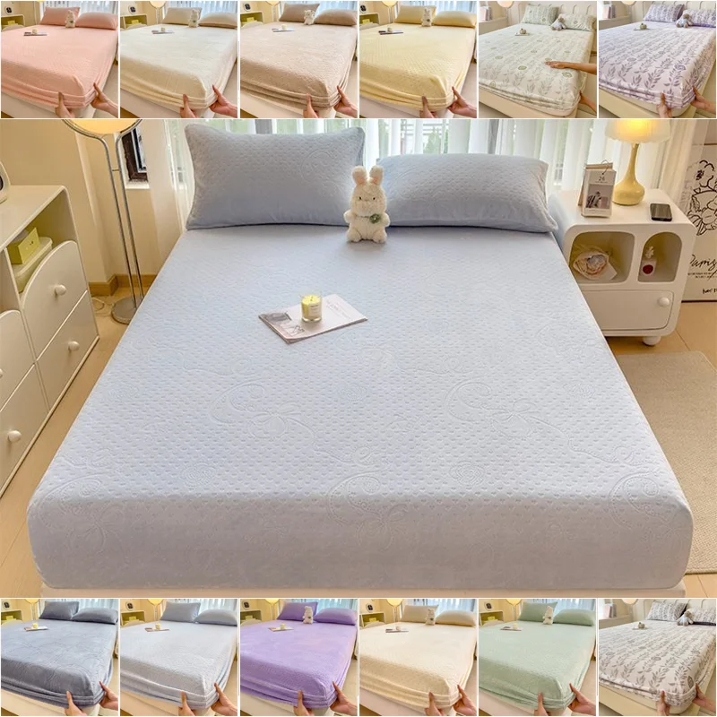 1PC Solid Color Minimalist Fitted Sheet Thickened Jacquard Milk Fleece Mattress Protector Elastic Machine Washable Warm and Soft
1PC Solid Color Minimalist Fitted Sheet Thickened Jacquard Milk Fleece Mattress Protector Elastic Machine Washable Warm and Soft