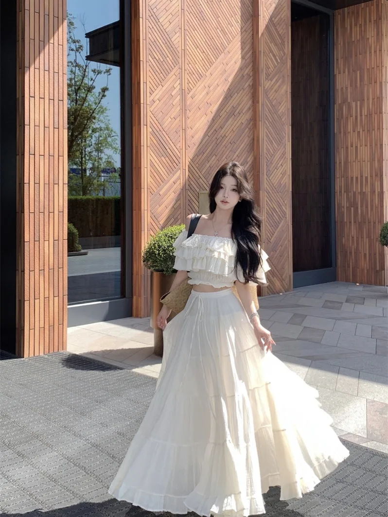 Kumikumi Gentle Summer Outfit Women's Short Sleeve Shirt And High Waist Skirt Two-Piece Set One-Shoulder Slimming Style
Kumikumi Gentle Summer Outfit Women's Short Sleeve Shirt And High Waist Skirt Two-Piece Set One-Shoulder Slimming Style