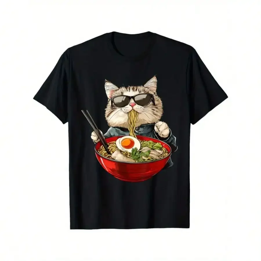 Cool Cat Eating Ramen Graphic Tee Men's Casual Summer Short Sleeve Cotton T-Shirt
Cool Cat Eating Ramen Graphic Tee Men's Casual Summer Short Sleeve Cotton T-Shirt