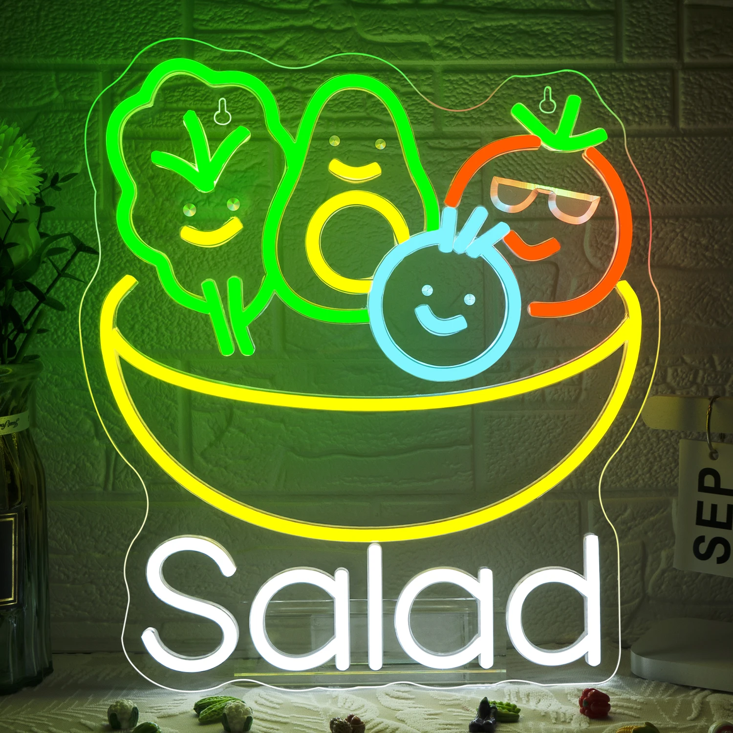 Salad Neon Sign Vegan Food Healthy Salad Fresh Organic Fruit Salad Neon Light Sign for Bar Salad Shop Restaurant Wall Decor
Salad Neon Sign Vegan Food Healthy Salad Fresh Organic Fruit Salad Neon Light Sign for Bar Salad Shop Restaurant Wall Decor