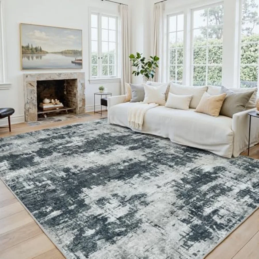 Living Room Area Rug 8x10: Washable No-Slip Abstract Soft Thin Black Stain-Resistant Modern Indoor Carpet for Bedroom Dining Ro
Living Room Area Rug 8x10: Washable No-Slip Abstract Soft Thin Black Stain-Resistant Modern Indoor Carpet for Bedroom Dining Ro