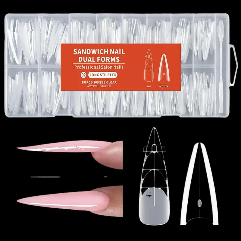 HOT! 256pcs Sandwich Dual Nail Mode For Nail Extension Almond Coffin 16 Size Reusable Top Bottom Forms Nail Art Extension Tools
HOT! 256pcs Sandwich Dual Nail Mode For Nail Extension Almond Coffin 16 Size Reusable Top Bottom Forms Nail Art Extension Tools