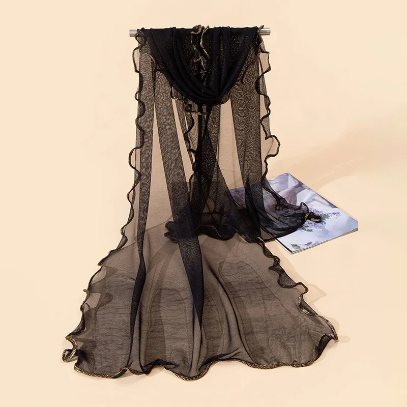 Fashion design curled edge bright edge solid color womens scarf headscarf shawl elegant breathable daily versatile accessories
Fashion design curled edge bright edge solid color womens scarf headscarf shawl elegant breathable daily versatile accessories