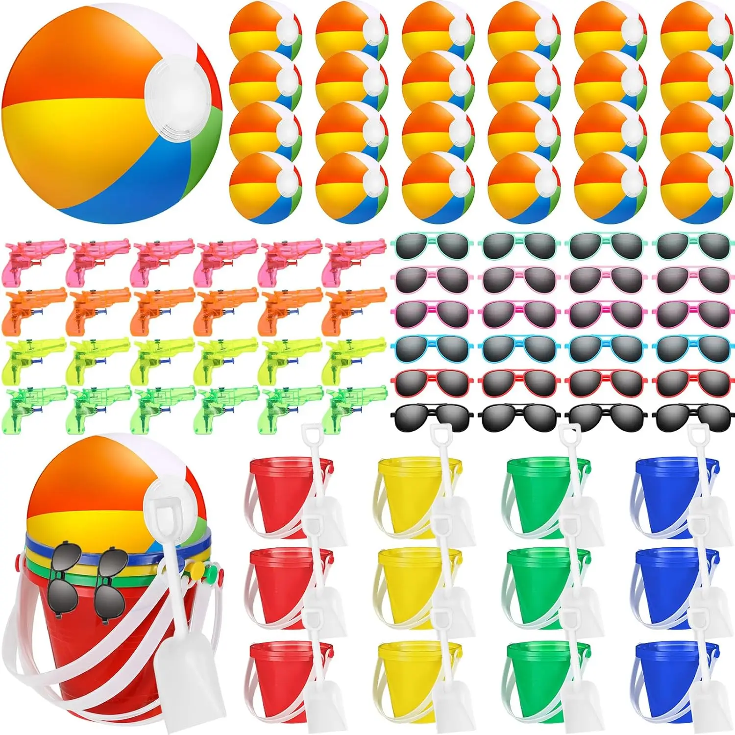 120 Pcs Pool Beach Party Favors Summer Gifts for Kids Ages 3-8 Include Beach Balls Sand Buckets Shovels Sunglasses Water Guns
120 Pcs Pool Beach Party Favors Summer Gifts for Kids Ages 3-8 Include Beach Balls Sand Buckets Shovels Sunglasses Water Guns