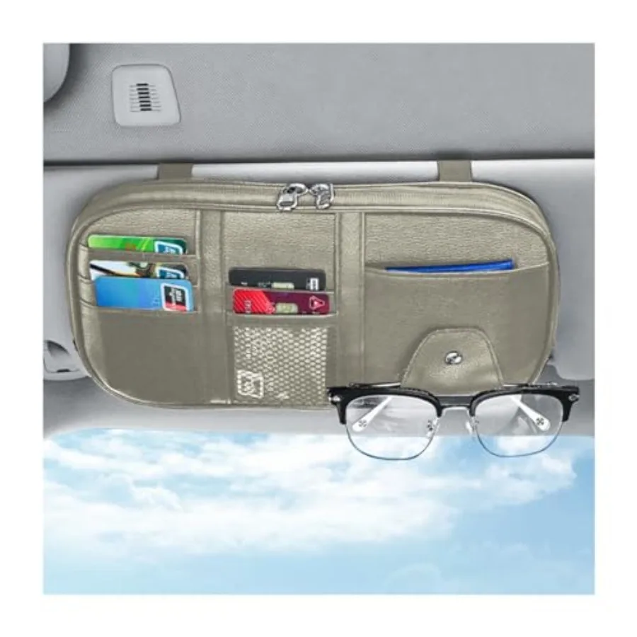 Car Sun Visor Organizer, Sunglass Holder and Storage Pocket, Card Cash Pouch with Multi-Pocket Net Zipper, Case Bag for License
Car Sun Visor Organizer, Sunglass Holder and Storage Pocket, Card Cash Pouch with Multi-Pocket Net Zipper, Case Bag for License