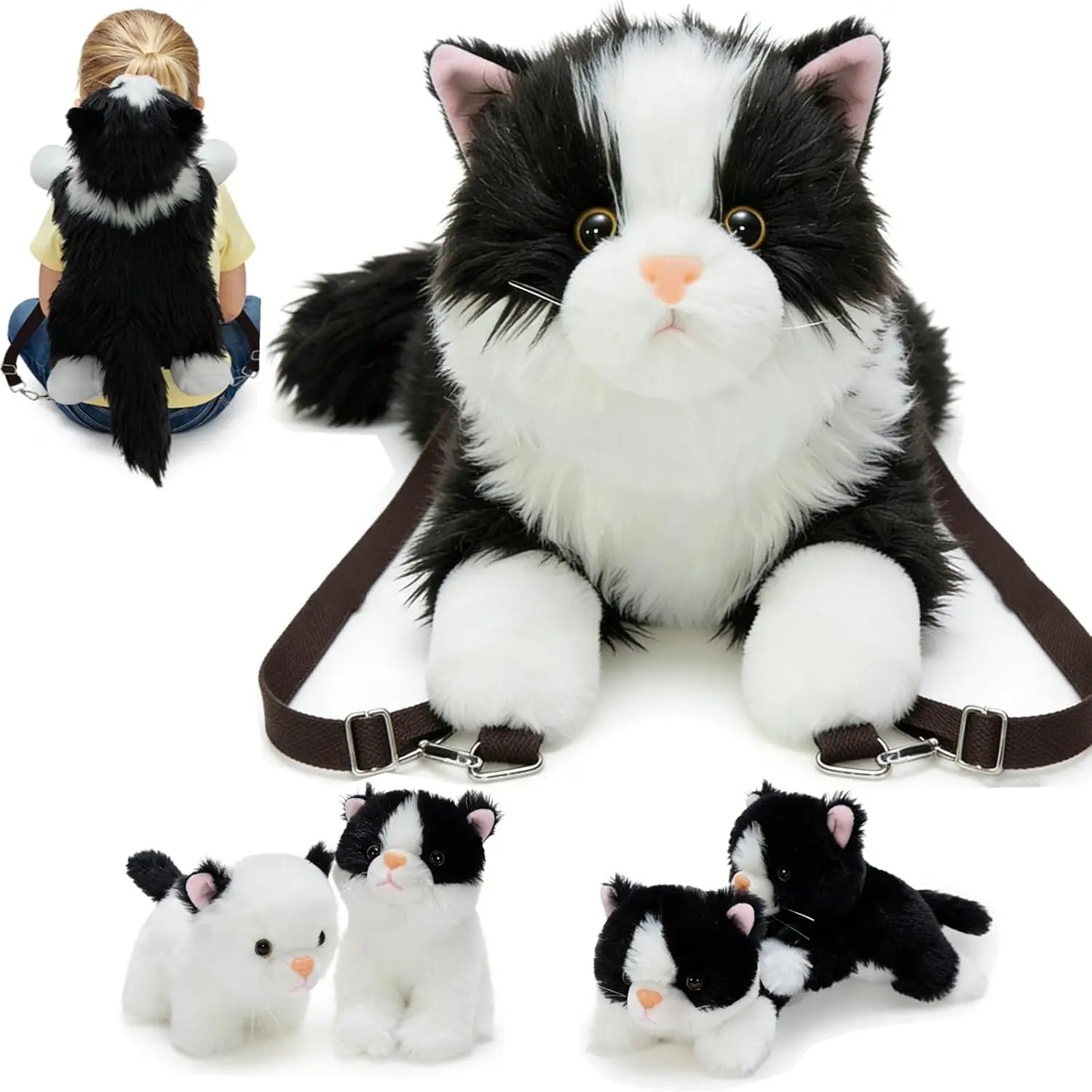 Large Realistic Stuffed Cat Backpack with 4 Kitten Babies, Soft Plush Pillow for Kids
Large Realistic Stuffed Cat Backpack with 4 Kitten Babies, Soft Plush Pillow for Kids