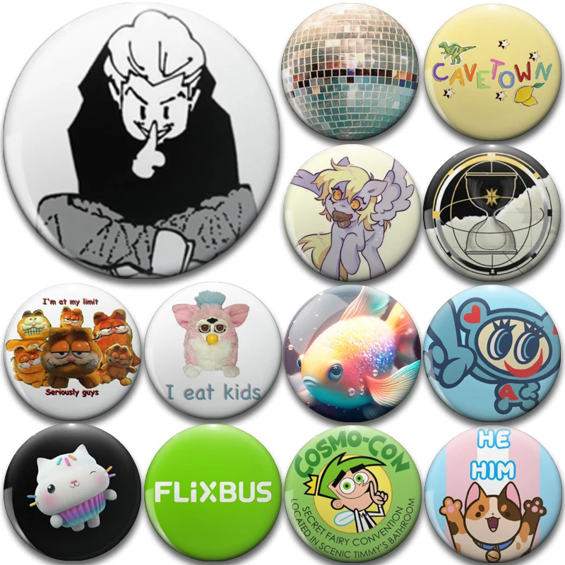 Cavetown Flixbus Fairly OddParents Brooch Garfield Meme Badge Cute Cat Rainbow Fish Cartoon Pins for Bag Clothing Accessory Gift
Cavetown Flixbus Fairly OddParents Brooch Garfield Meme Badge Cute Cat Rainbow Fish Cartoon Pins for Bag Clothing Accessory Gift