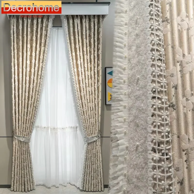 New Chinese Jacquard Champagne Beige Lace Mosaic Curtains for Living Room Bedroom French Window Balcony Custom White Tulle
New Chinese Jacquard Champagne Beige Lace Mosaic Curtains for Living Room Bedroom French Window Balcony Custom White Tulle