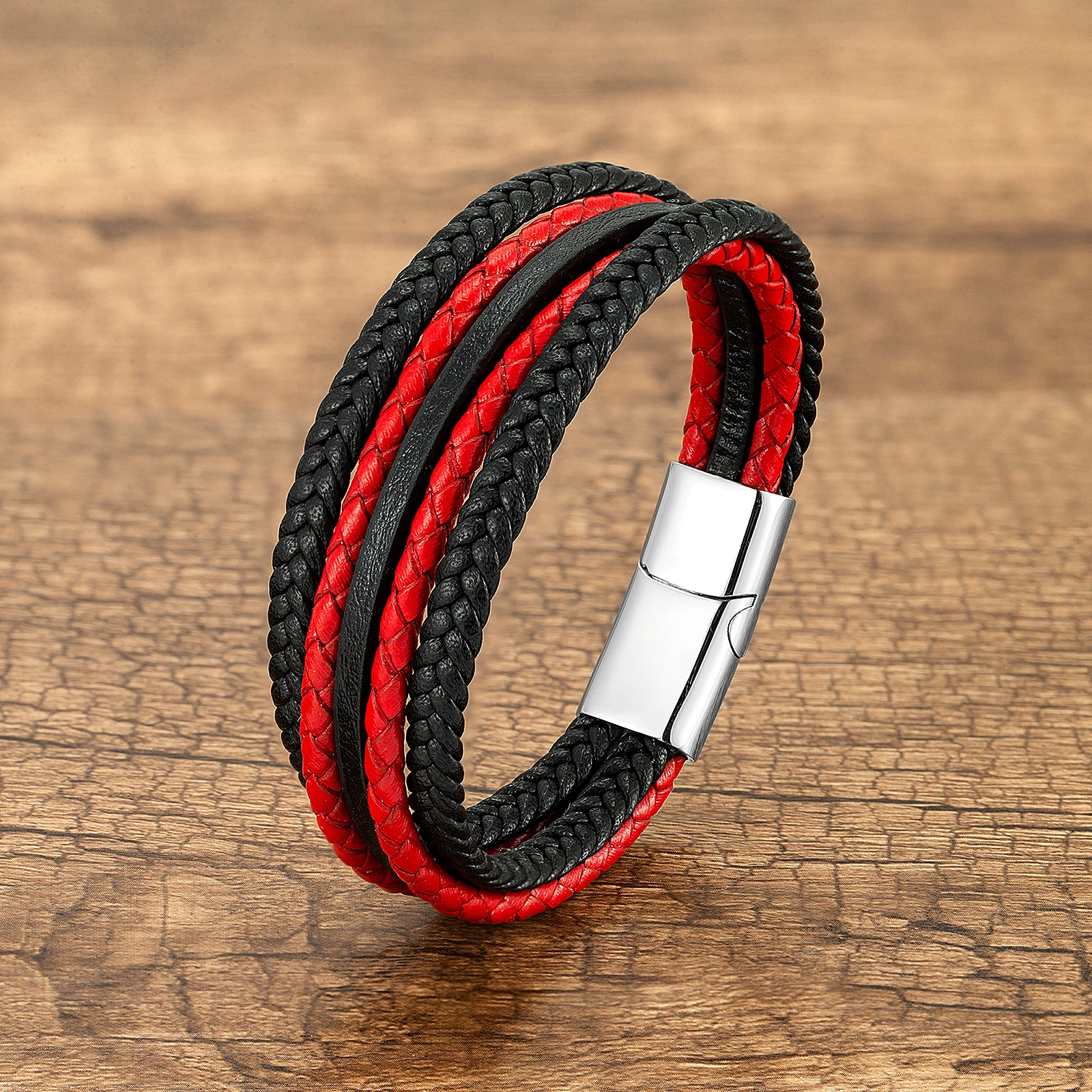 Black Red Multilayer Hand-Woven Leather Wrap Bracelets Vintage Style Charm Men's Bracelets & Bangles Male Gift Wristband Jewelry
Black Red Multilayer Hand-Woven Leather Wrap Bracelets Vintage Style Charm Men's Bracelets & Bangles Male Gift Wristband Jewelry