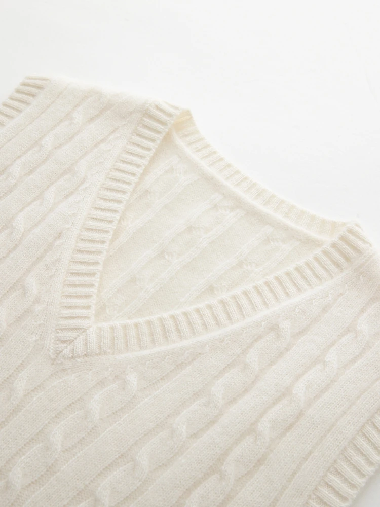 TLOML Women 100% Cashmere Sweater V-neck Waistcoat Autumn Winter Cable Knit Sleeveless Pullover Soft Warm Cashmere Knitwear Tops
TLOML Women 100% Cashmere Sweater V-neck Waistcoat Autumn Winter Cable Knit Sleeveless Pullover Soft Warm Cashmere Knitwear Tops