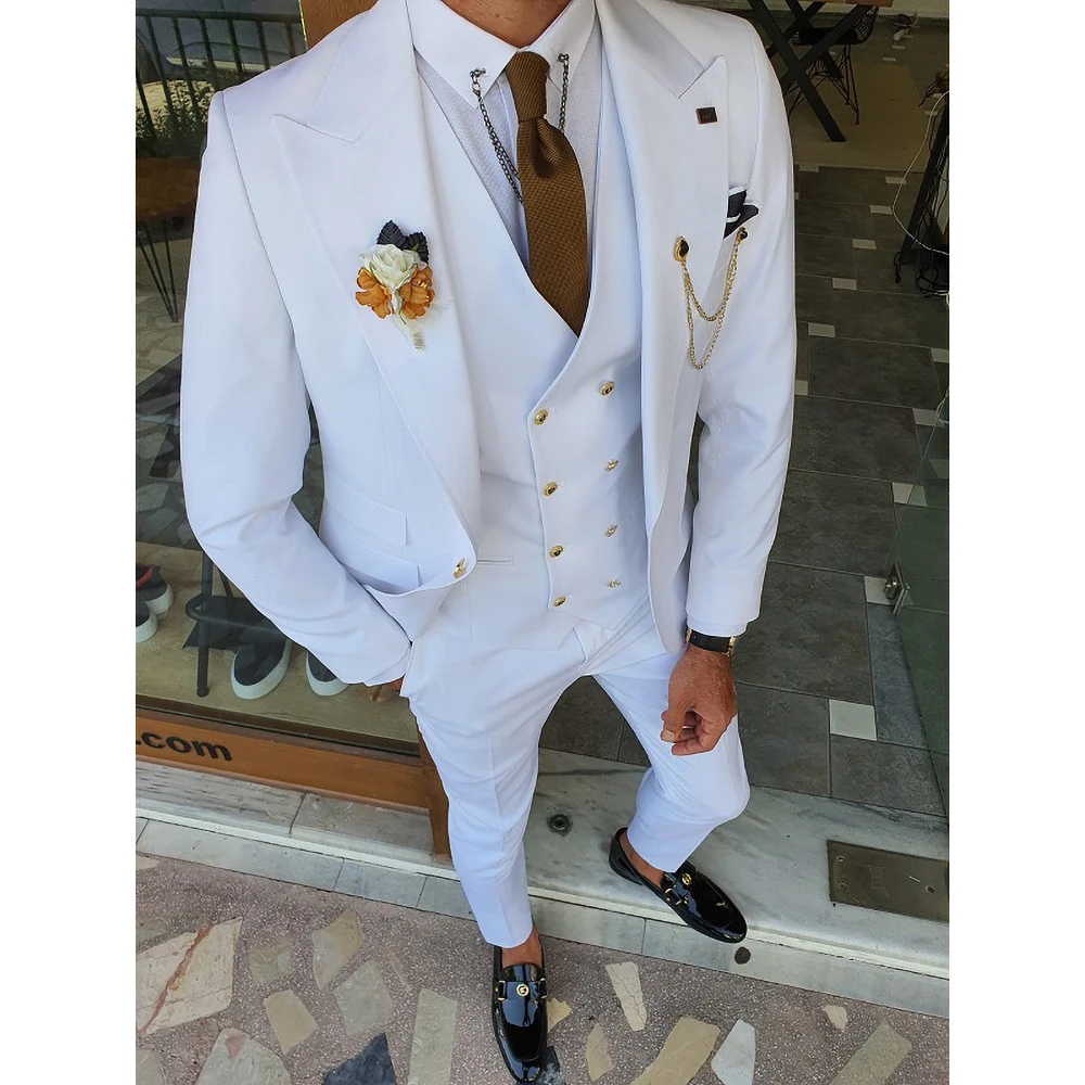 Wedding Suits for Men Solid Color Peak Lapel Single Breasted White Male Blazer Slim Fit Tuxedo Casual Full Men's Suit 3 Piece
Wedding Suits for Men Solid Color Peak Lapel Single Breasted White Male Blazer Slim Fit Tuxedo Casual Full Men's Suit 3 Piece