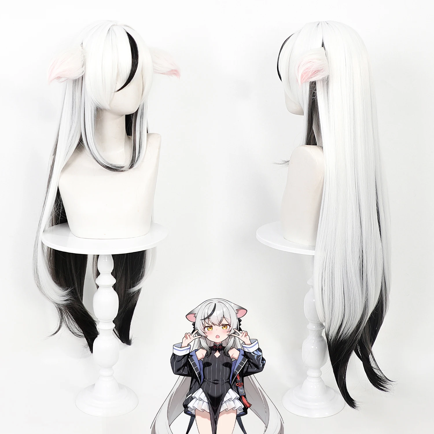 Blue Archive Shun Harasumi Cosplay Wig Black White Long Gradient Wig With Detachable Ears Synthetic Hair For Anime Cosplay
Blue Archive Shun Harasumi Cosplay Wig Black White Long Gradient Wig With Detachable Ears Synthetic Hair For Anime Cosplay