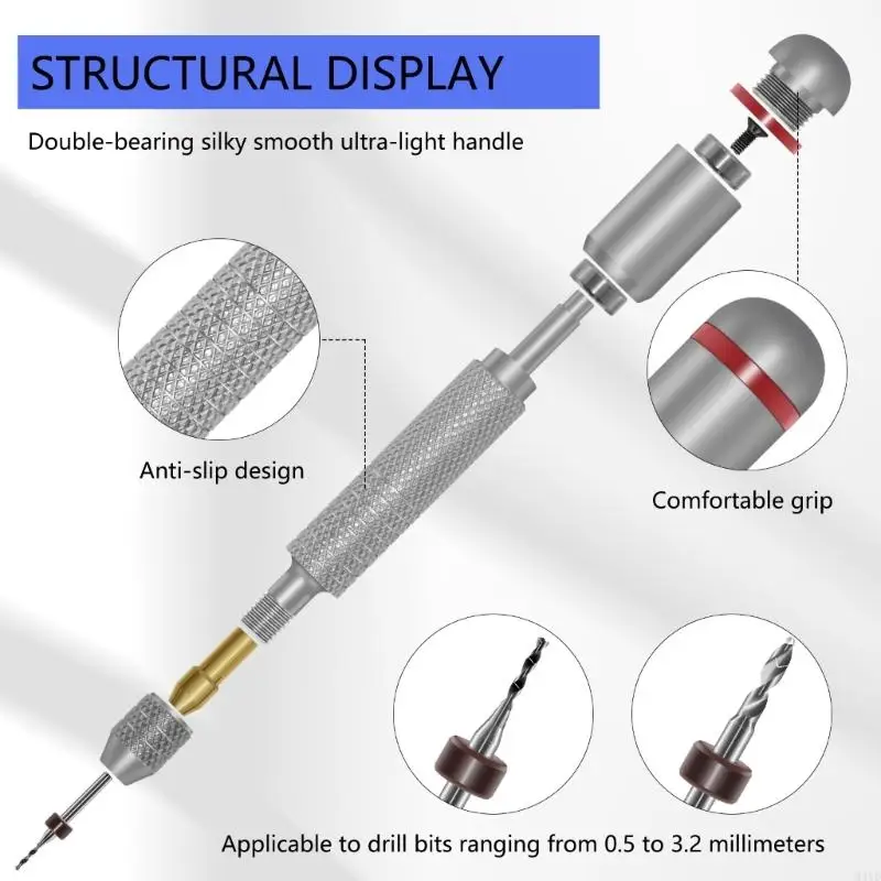 Ergonomic Manual Drill 0.5mm To 3mm Portable 500g Lightweight Tool With Alloy Construction Suitable For DIY Artisans M4YD
Ergonomic Manual Drill 0.5mm To 3mm Portable 500g Lightweight Tool With Alloy Construction Suitable For DIY Artisans M4YD