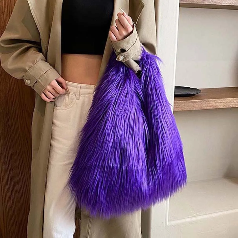 Casual Stripe Faux Fur Ladies Tote Portable Large Capacity Plush Shoulder Bag Magnetic Button Solid Color Furry Tote Bag Travel
Casual Stripe Faux Fur Ladies Tote Portable Large Capacity Plush Shoulder Bag Magnetic Button Solid Color Furry Tote Bag Travel
