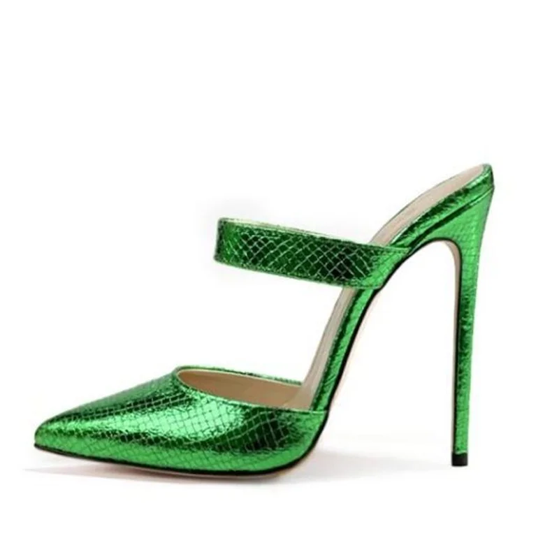 Sexy Snake Metallic Leather Pointed toe High Heel Slippers Printed Python Thin Heels Women Mules Shoes Green Blue Gold
Sexy Snake Metallic Leather Pointed toe High Heel Slippers Printed Python Thin Heels Women Mules Shoes Green Blue Gold