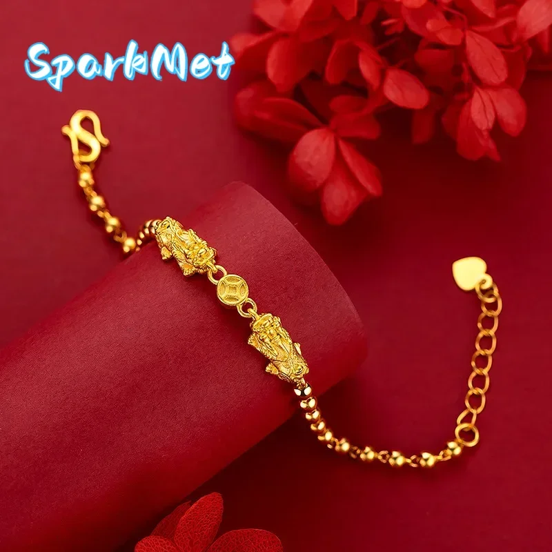 Christmas 24K Yellow Gold Women's Brave Beads Bracelet, 9999 Real Gold Women Bracelet Temperament Light Luxury Elegant Jewelry
Christmas 24K Yellow Gold Women's Brave Beads Bracelet, 9999 Real Gold Women Bracelet Temperament Light Luxury Elegant Jewelry