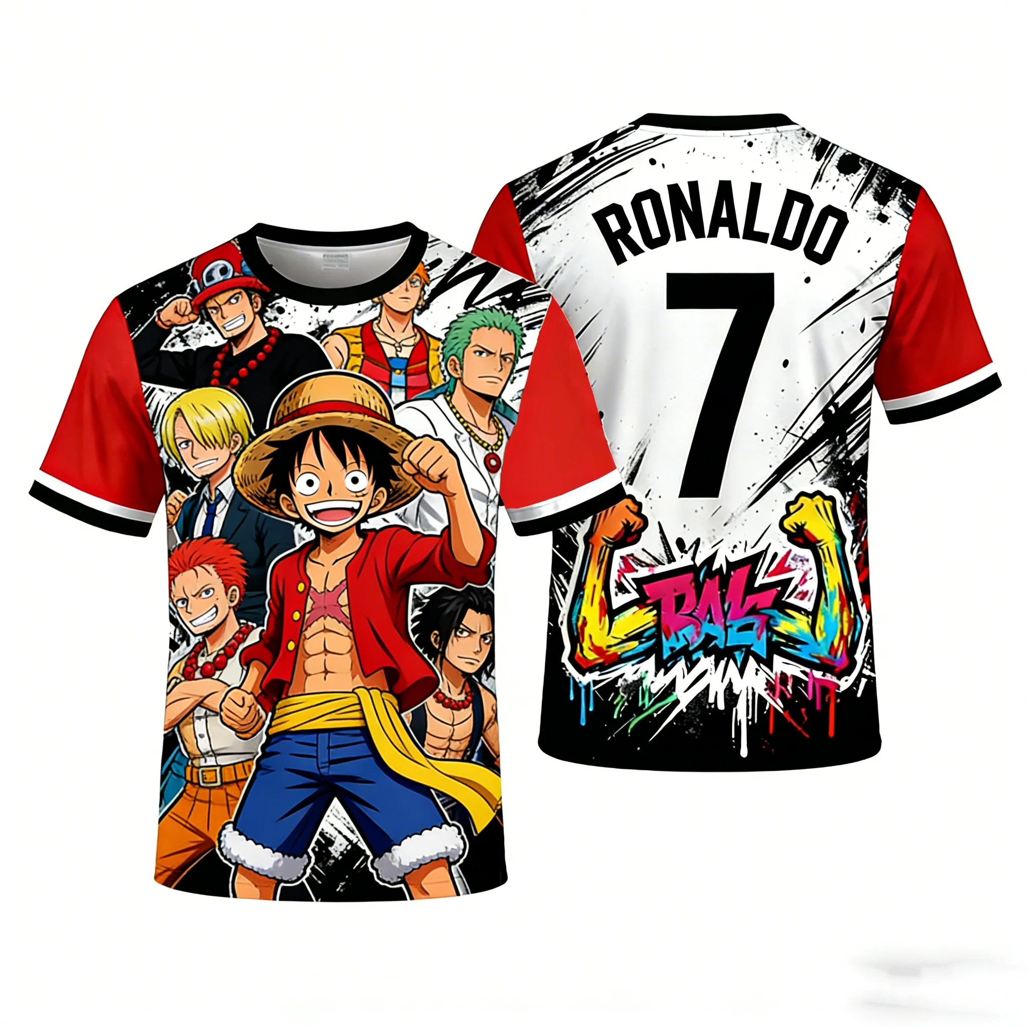 One Piece Luffy x Ronaldo 7 Soccer Jersey 3D Quick Dry T-Shirt For Men Women Kids Sports Anime Tee Summer Fashion Streetwear
One Piece Luffy x Ronaldo 7 Soccer Jersey 3D Quick Dry T-Shirt For Men Women Kids Sports Anime Tee Summer Fashion Streetwear