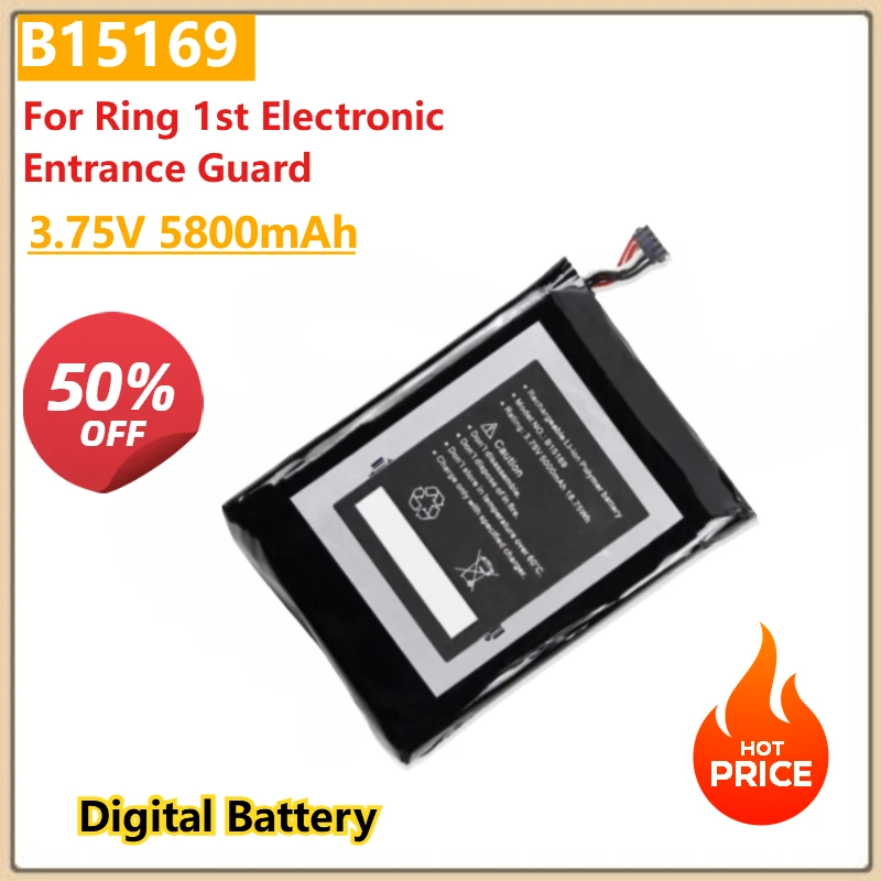 For Ring 1st Electronic Entrance Guard Doorbell 5-wire Plug Replacement Digital Battery 3.75V 5800mAh B15169 
For Ring 1st Electronic Entrance Guard Doorbell 5-wire Plug Replacement Digital Battery 3.75V 5800mAh B15169