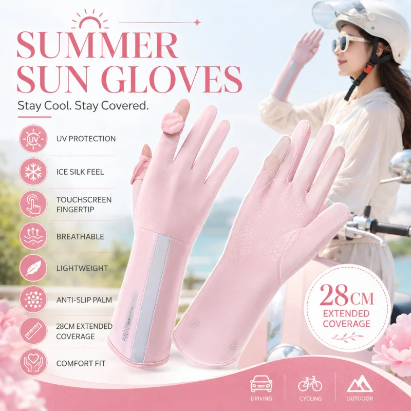 Women’s Long Sun Protection Gloves, Fingerless Touchscreen Ice Silk Gloves
Women’s Long Sun Protection Gloves, Fingerless Touchscreen Ice Silk Gloves
