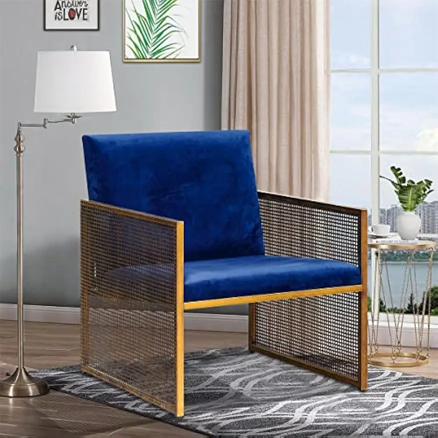Armchair with Padded Backrest and Seat Cushion Single Sofa Chair with Metal Frame, Velvet Lounge Living Room Chair with Arm
Armchair with Padded Backrest and Seat Cushion Single Sofa Chair with Metal Frame, Velvet Lounge Living Room Chair with Arm