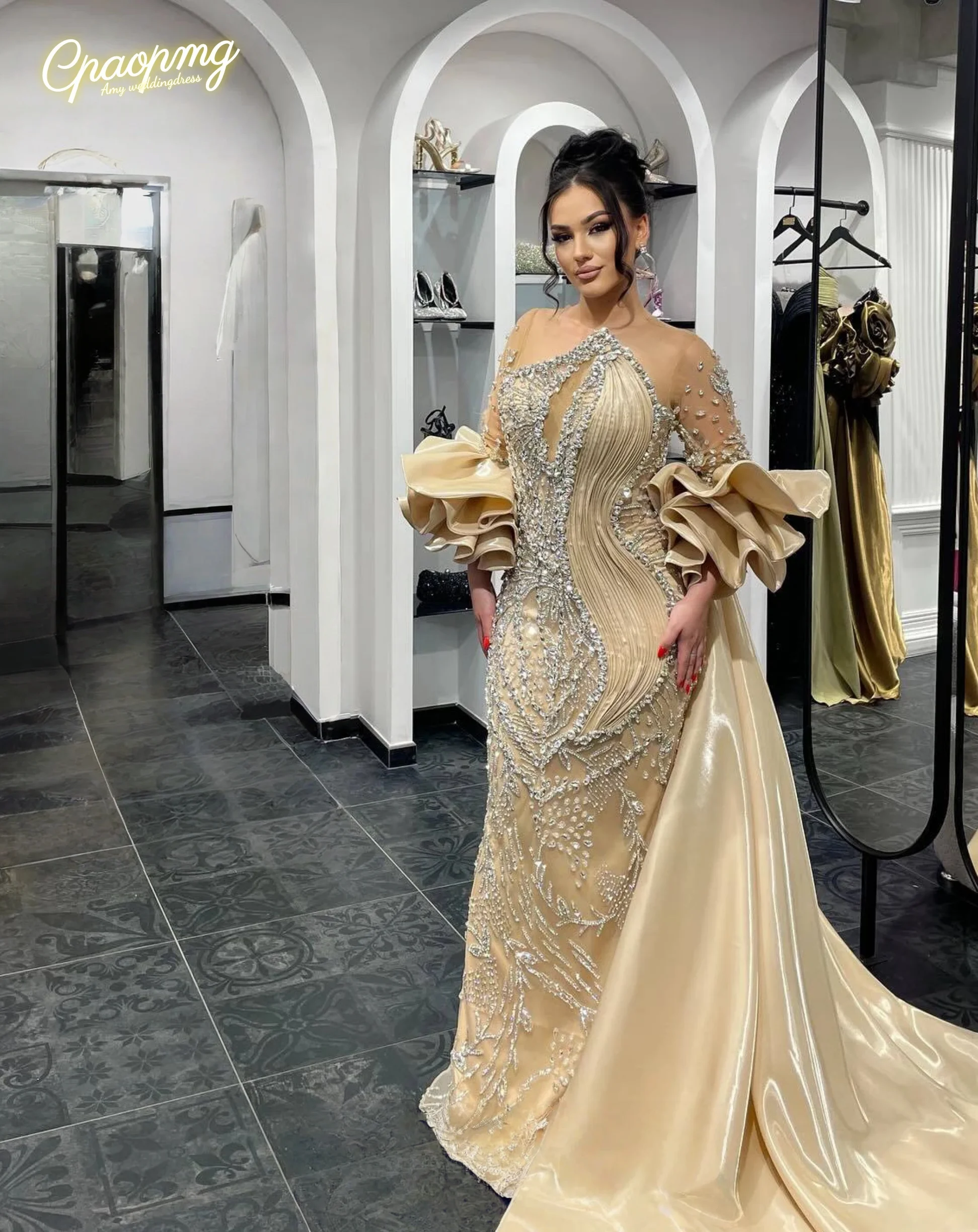 Customized Two Pieces Champagne Evening Dresses With A Cape Long Sleeves Celebrity Dresses Party Gowns Robes De
Customized Two Pieces Champagne Evening Dresses With A Cape Long Sleeves Celebrity Dresses Party Gowns Robes De