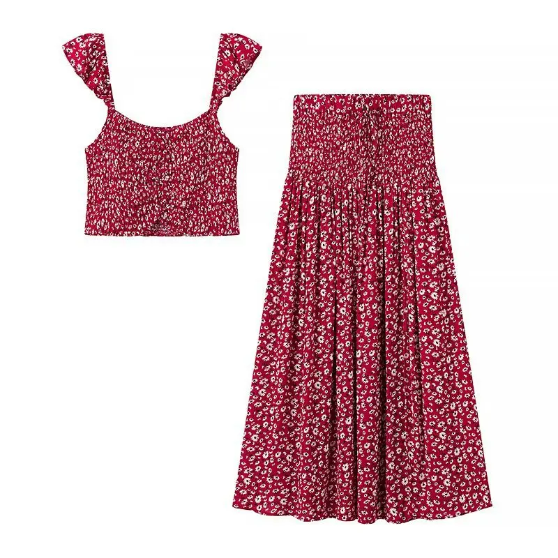 2025 Summer Floral Print Skirt Set Women Sleeveless Suspender Top + Midi Skirt 2-piece Set Boho Casual Beach Vacation Set
2025 Summer Floral Print Skirt Set Women Sleeveless Suspender Top + Midi Skirt 2-piece Set Boho Casual Beach Vacation Set