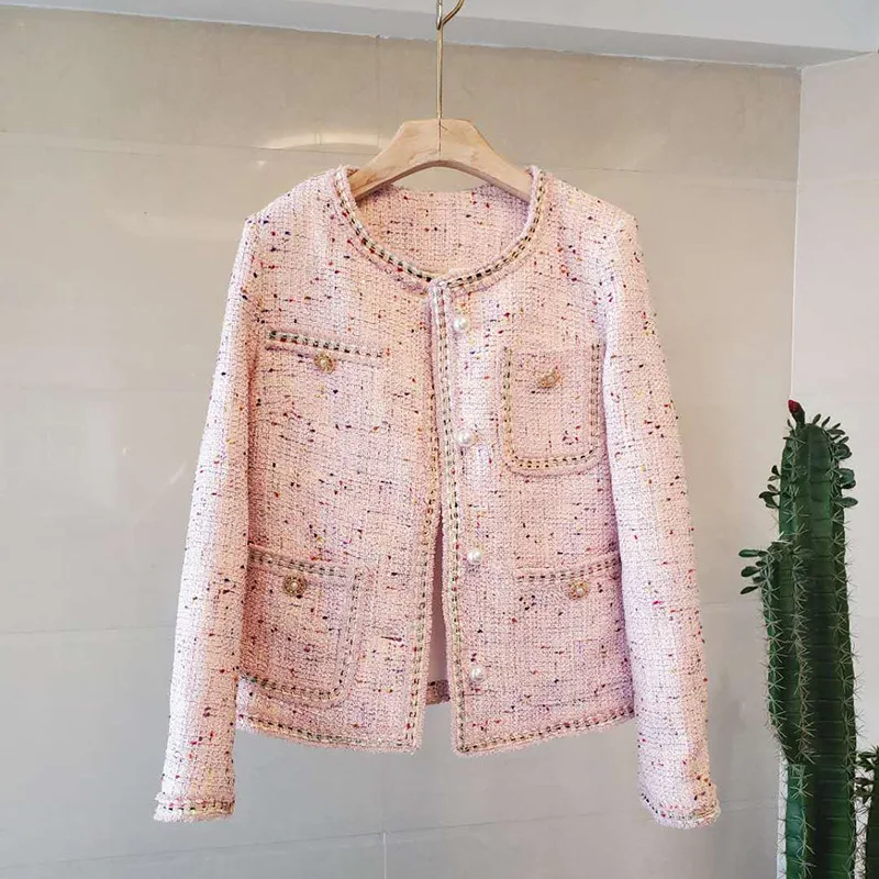 Women's woven tweed short jacket 2025 autumn and winter single breasted small fragrant style top
Women's woven tweed short jacket 2025 autumn and winter single breasted small fragrant style top