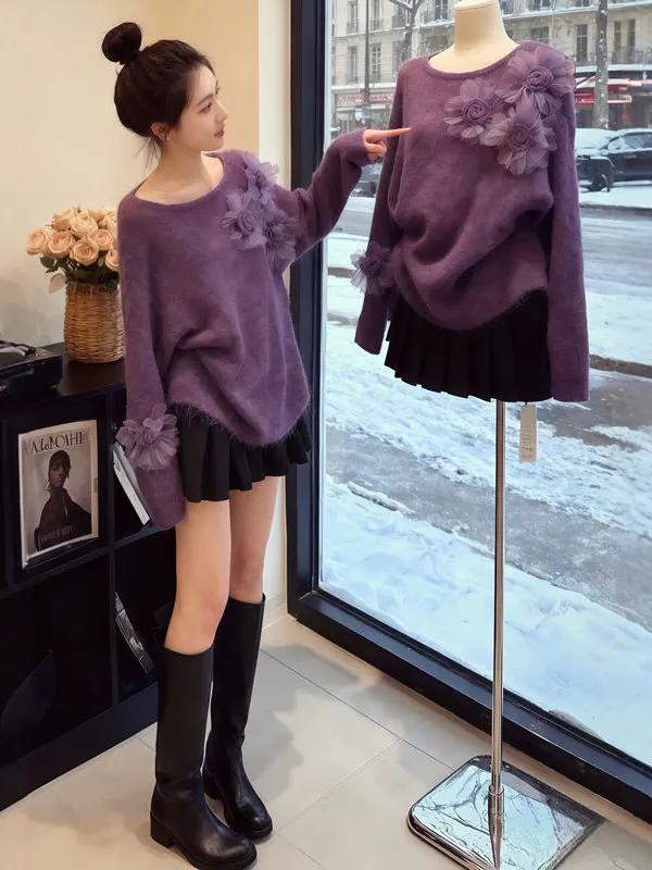 Unique Lazy Sle Thi Warm Purple Sweater Beautiful Loose Top for Small Figures Anti-Aging Spring Faion Soft Knitted Long...
Unique Lazy Sle Thi Warm Purple Sweater Beautiful Loose Top for Small Figures Anti-Aging Spring Faion Soft Knitted Long...