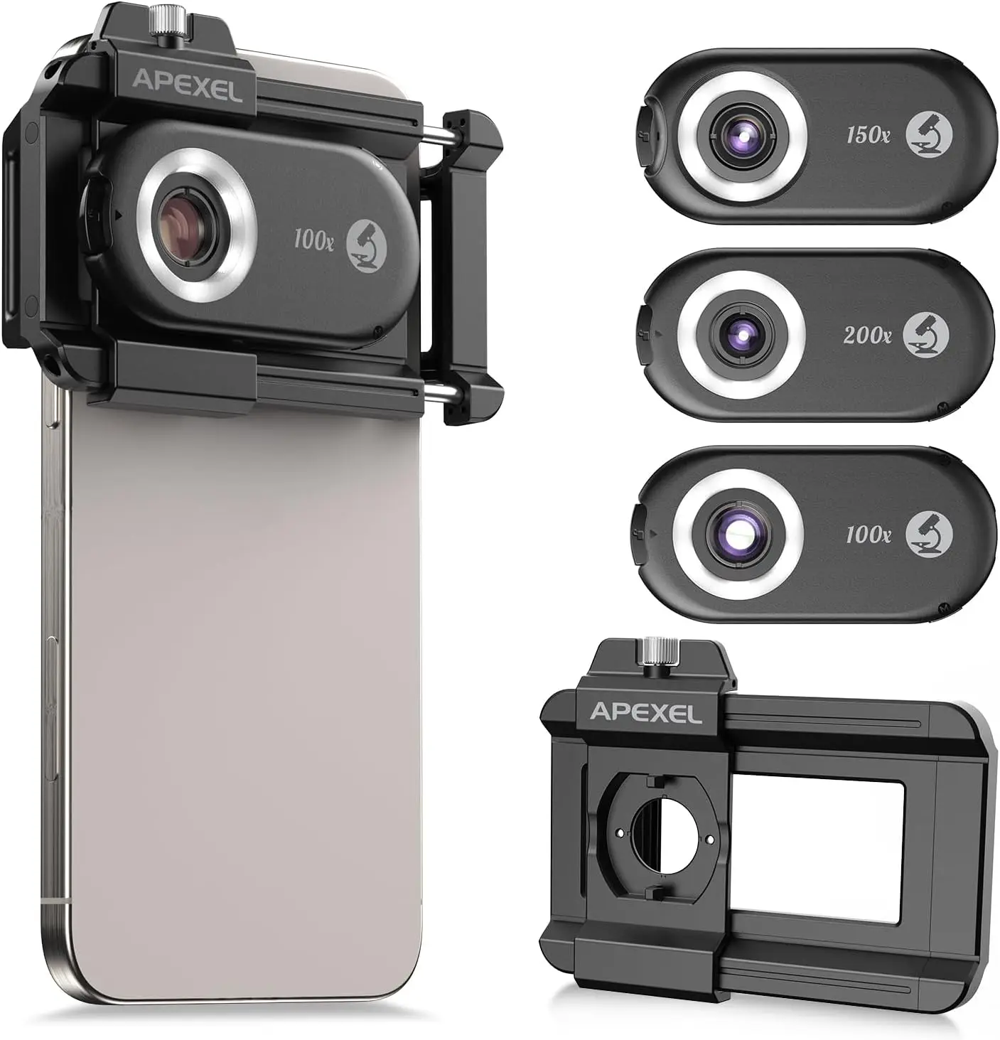 3-in-1 Smartphone Microscope Lens with LED Light, 100X/150X/200X Magnification for Android and iPhone
3-in-1 Smartphone Microscope Lens with LED Light, 100X/150X/200X Magnification for Android and iPhone
