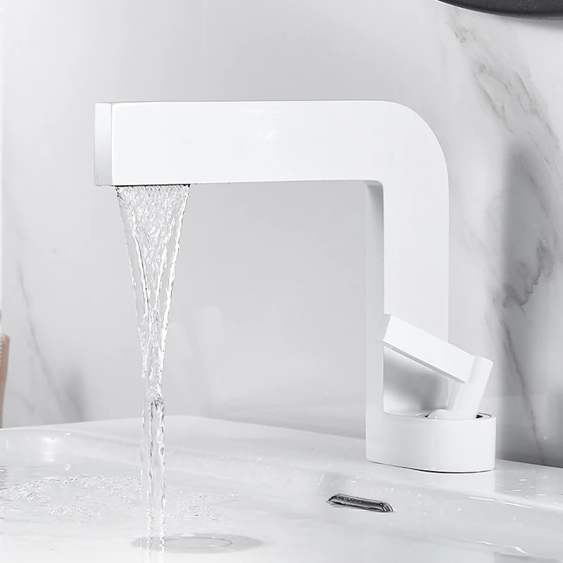 Белый смеситель для раковины в ванную комнату, креативный дизайн, латунный, с одной ручкой, на одно отверстие, для холодной и горячей воды, черный/хром/никель
Белый смеситель для раковины в ванную комнату, креативный дизайн, латунный, с одной ручкой, на одно отверстие, для холодной и горячей воды, черный/хром/никель