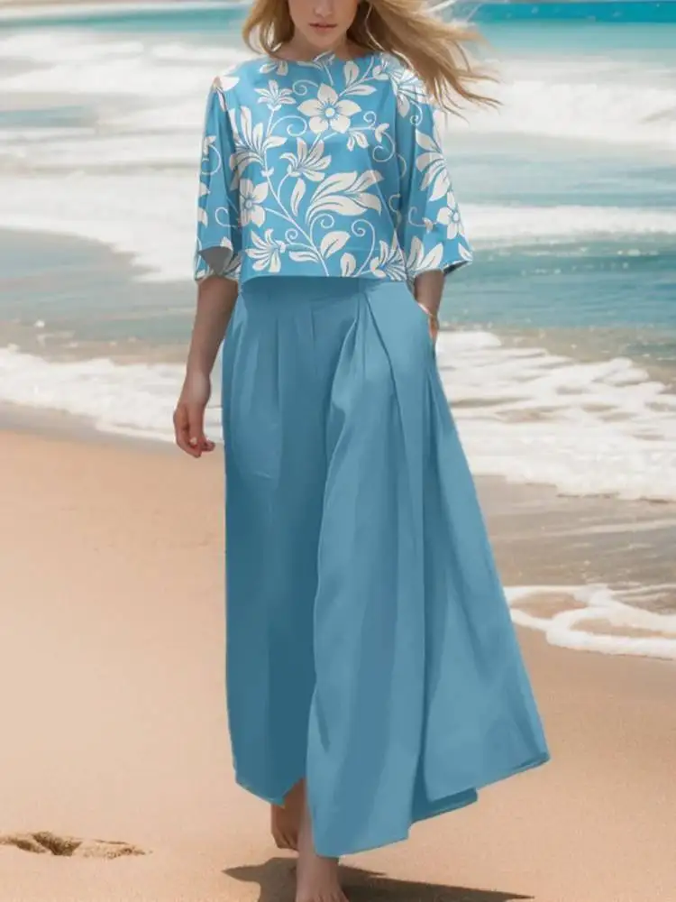 ZANZEA 2PCS Summer Pant Sets Women Work Matching Sets Casual O Neck 3/4 Sleeve Printed Blouse Wide Leg Trousers Suit Outfit 2025
ZANZEA 2PCS Summer Pant Sets Women Work Matching Sets Casual O Neck 3/4 Sleeve Printed Blouse Wide Leg Trousers Suit Outfit 2025