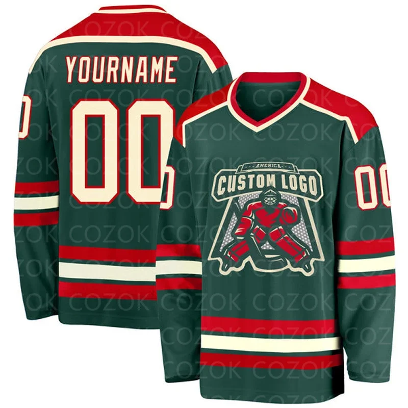 Custom Dark Green Hockey 3D Print You Name Number Logo Men Women Ice Hockey Jersey Competition Training Jerseys
Custom Dark Green Hockey 3D Print You Name Number Logo Men Women Ice Hockey Jersey Competition Training Jerseys