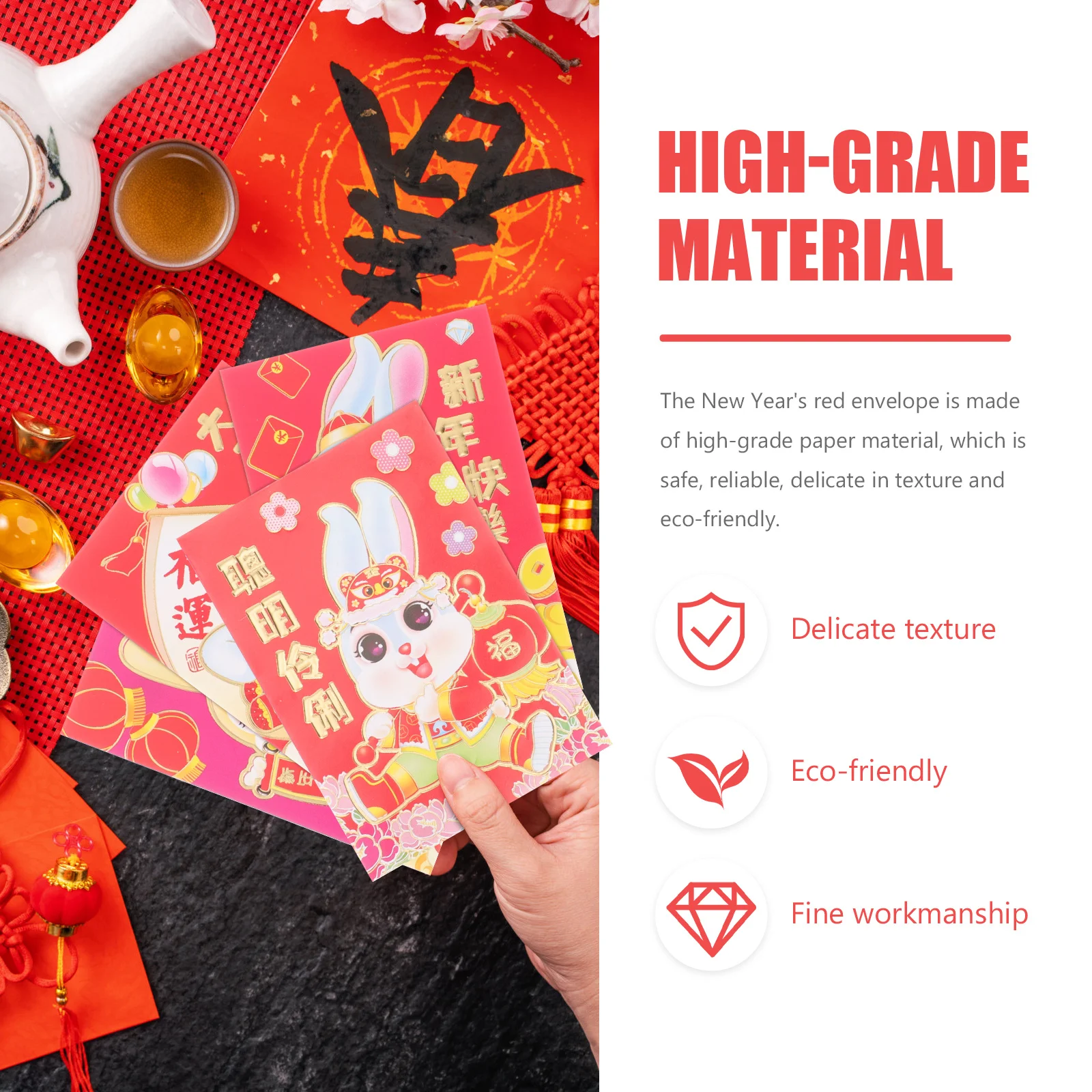 54Pcs Cartoon Red Packets Traditional Red Pocket Chinese Style Good Fortune Money Bags for Wedding Celebration
54Pcs Cartoon Red Packets Traditional Red Pocket Chinese Style Good Fortune Money Bags for Wedding Celebration