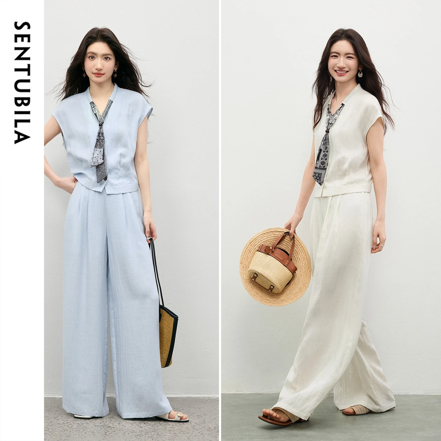 SENTUBILA Linen Blend Pant Sets Women 2 Piece Summer Suit 2026 Scarf Short Sleeve Blouse Wide Leg Trouser Matching Set 162ZA5705
SENTUBILA Linen Blend Pant Sets Women 2 Piece Summer Suit 2026 Scarf Short Sleeve Blouse Wide Leg Trouser Matching Set 162ZA5705