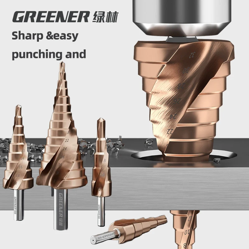 GREENERY 4-12 4-20 4-32mm Spiral Step Drill Bit HSS-CO Tapered Drill Triangle Shank Pagoda Drill for Metal Wood Stainless Steel
GREENERY 4-12 4-20 4-32mm Spiral Step Drill Bit HSS-CO Tapered Drill Triangle Shank Pagoda Drill for Metal Wood Stainless Steel