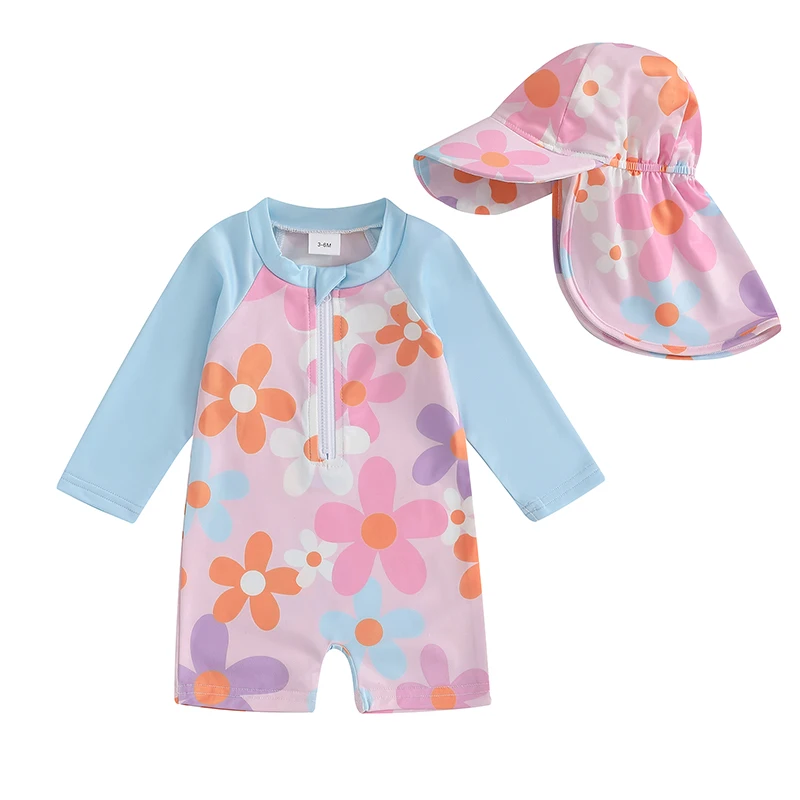 Toddler Girls Rash Guard Swimsuit with Hat 2 Pcs Set Flower Pattern Zip Up Long Sleeve Crew Neck Baby Girls Swimwears
Toddler Girls Rash Guard Swimsuit with Hat 2 Pcs Set Flower Pattern Zip Up Long Sleeve Crew Neck Baby Girls Swimwears