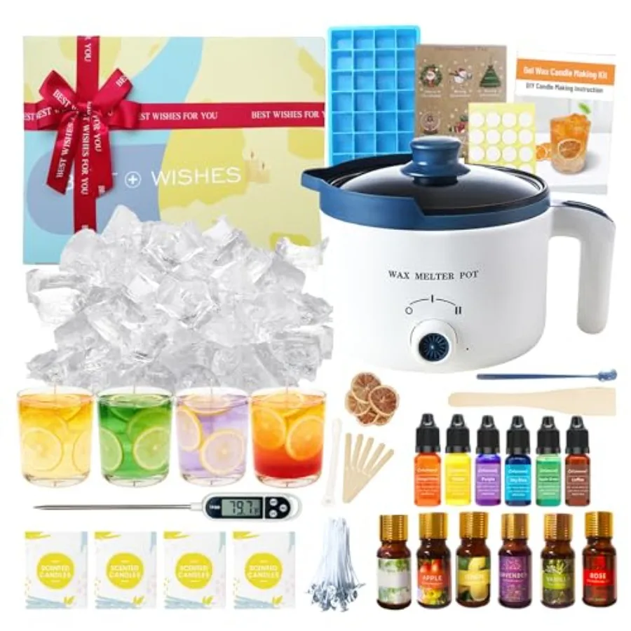 Gel Wax Candle Making Clear Kit for Adults DIY Transparent Jelly Wax Melts Set with Electric Candle Maker Glass Jars Wick Dyes
Gel Wax Candle Making Clear Kit for Adults DIY Transparent Jelly Wax Melts Set with Electric Candle Maker Glass Jars Wick Dyes