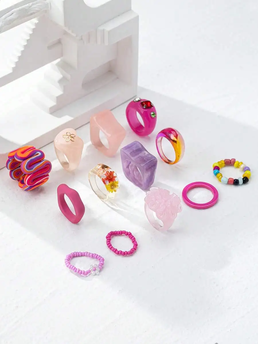 13pcs Pink Series Asymmetrical Multi-Element Fashion Rings For Women Party Gift
13pcs Pink Series Asymmetrical Multi-Element Fashion Rings For Women Party Gift